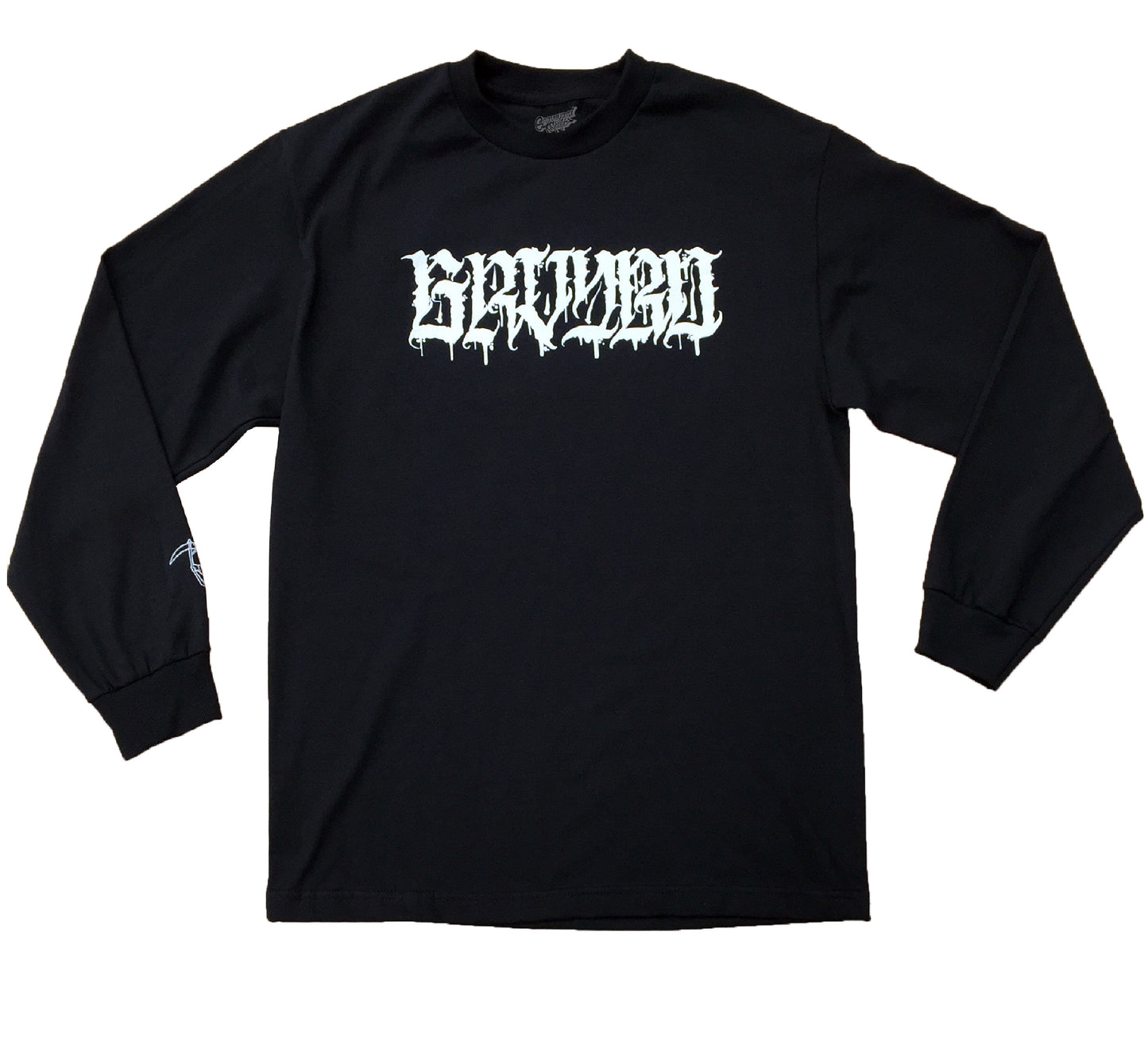 black long sleeve shirt, Graveyard Shift long sleeve, screen printed long sleeve, skateboarding long sleeve, graffiti artist shirt, San Francisco Bay Area long sleeve, hand screen printed shirt, urban art clothing, skateboarding apparel,