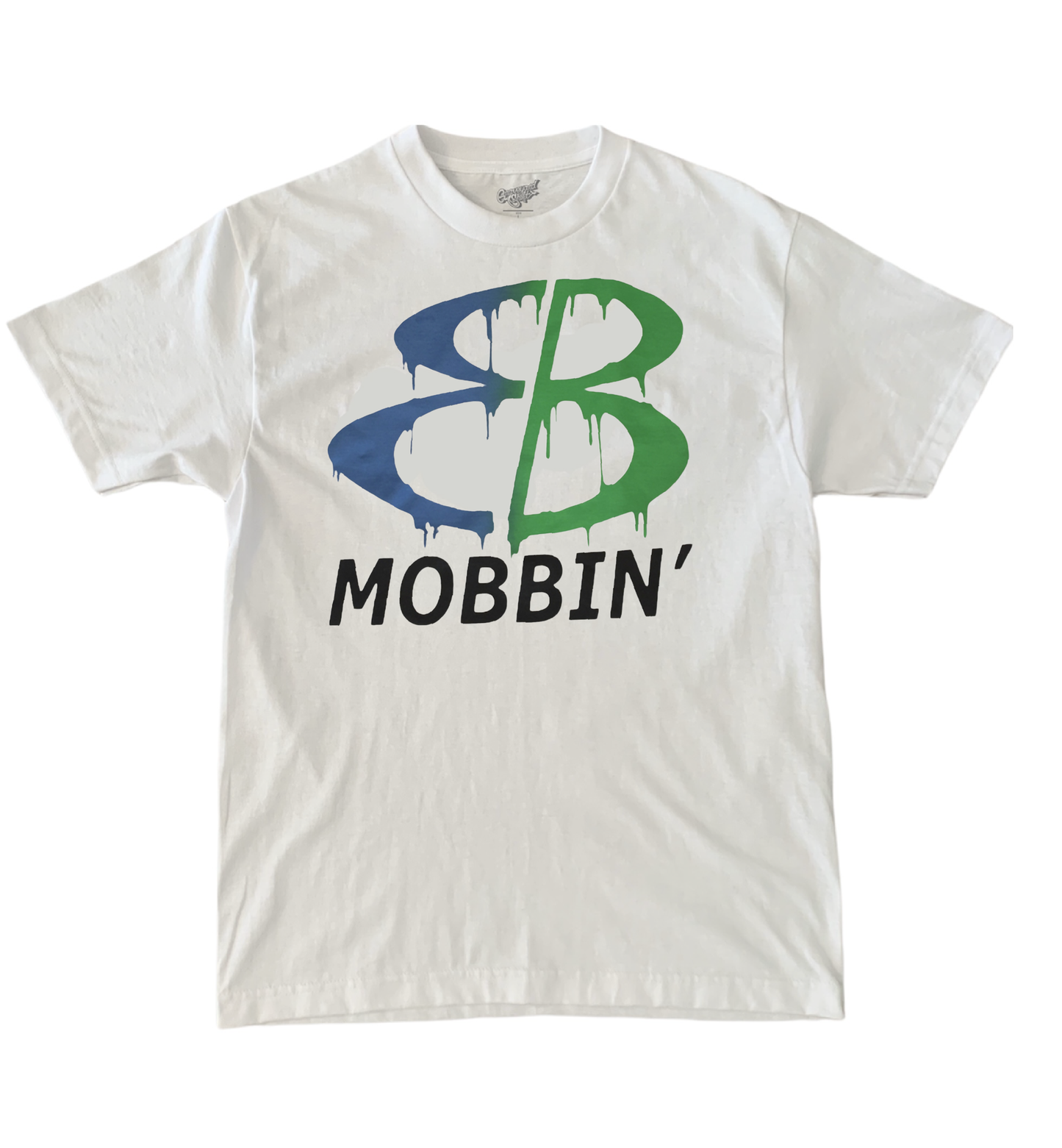 graveyard shift, white t-shirt, East Bay Mobbin' t-shirt, screen printed t-shirt, skateboarding t-shirt, graffiti artist t-shirt, San Francisco Bay Area t-shirt, hand screen printed tee, urban art clothing, bold graphic t-shirt, durable skateboarding tee