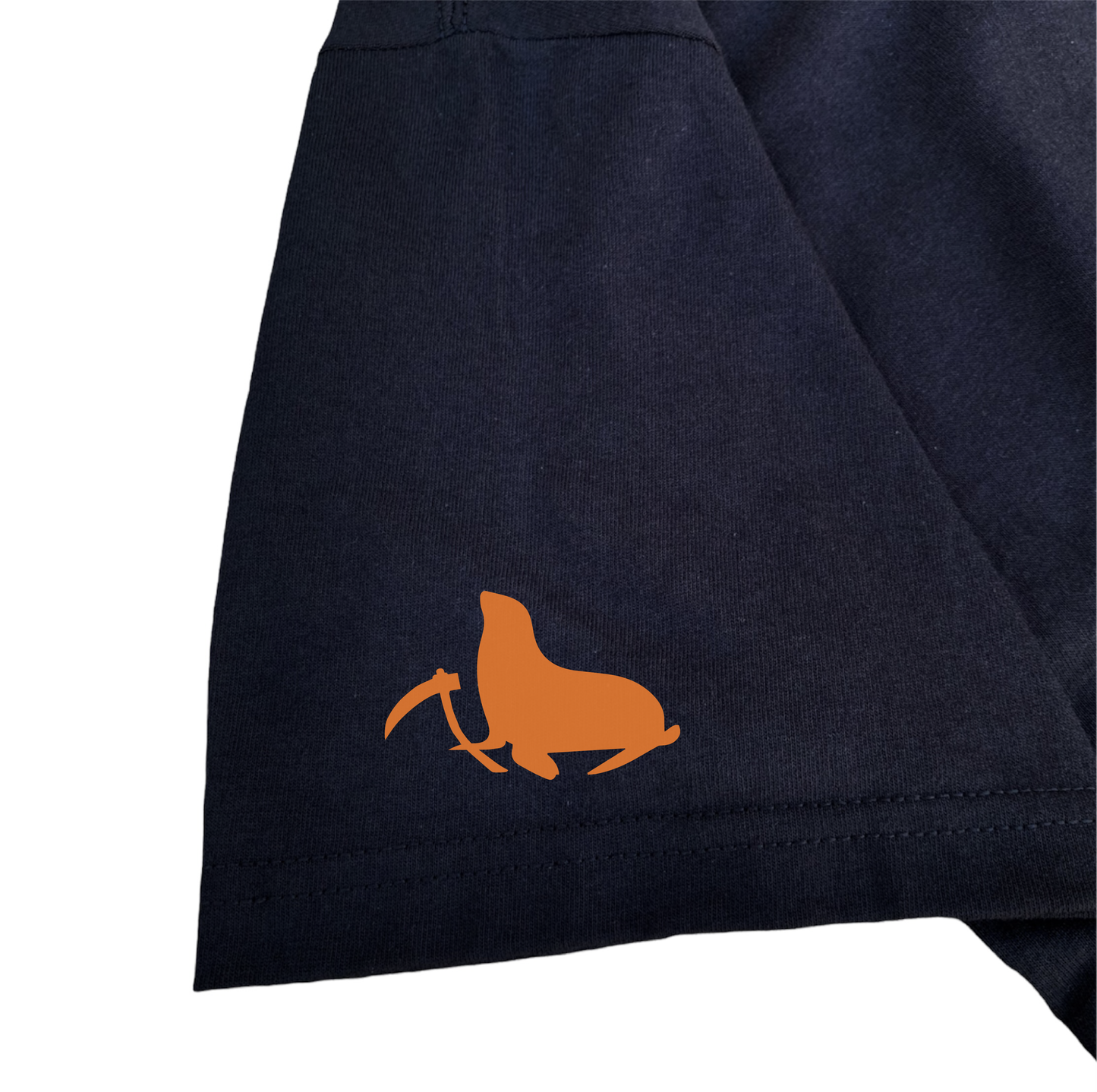 graveyard shift, sleeve detail picture , Graveyard Shift tee, Giants logo shirt, hand screen printed tee, skateboarder apparel, graffiti artist clothing, San Francisco Bay Area fashion, black and orange t-shirt, durable skateboarding tee, street art gear, urban lifestyle shirt